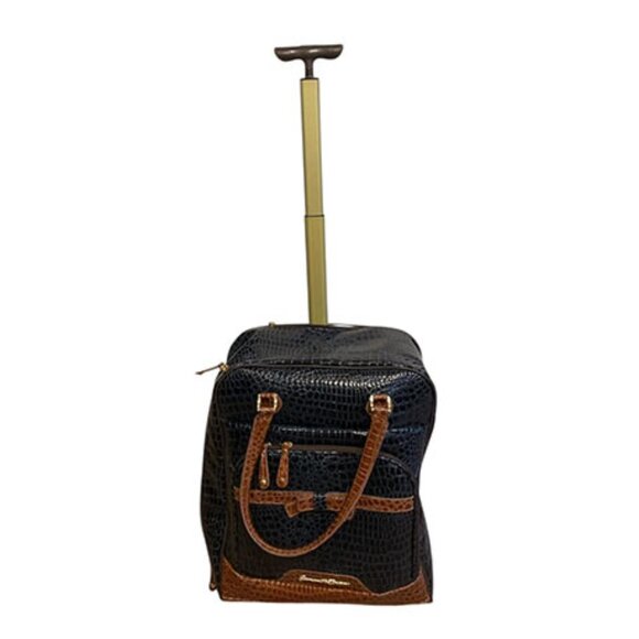 Samantha Brown Purple & Brown Faux Croc Skin Leather 3 Piece Suitcase Set - Picture 4 of 16